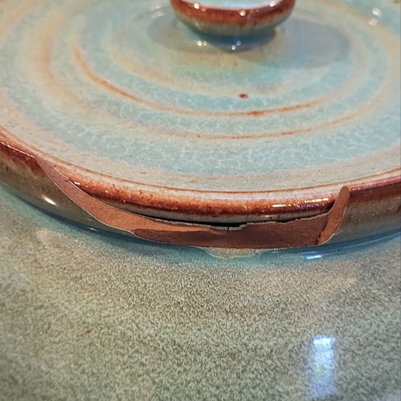 Speckled Blue Glazed North Carolina Pottery Canister Jar with Lid - Picture 4 of 12